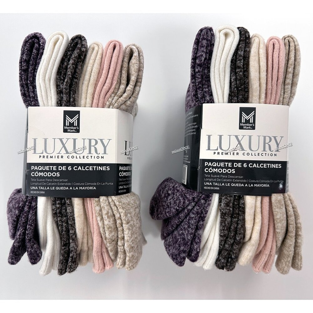 NEW Member's Mark Luxury Premier Collection Ladies 6Pack+ 6Pack Crew Sock